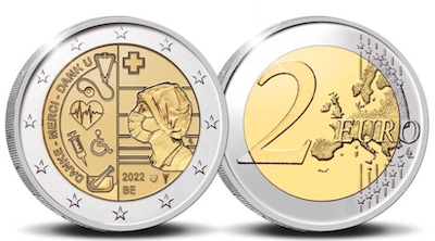 Bélgica 2€ Profissionais de Saúde 2022 Coincard (versão holandesa)